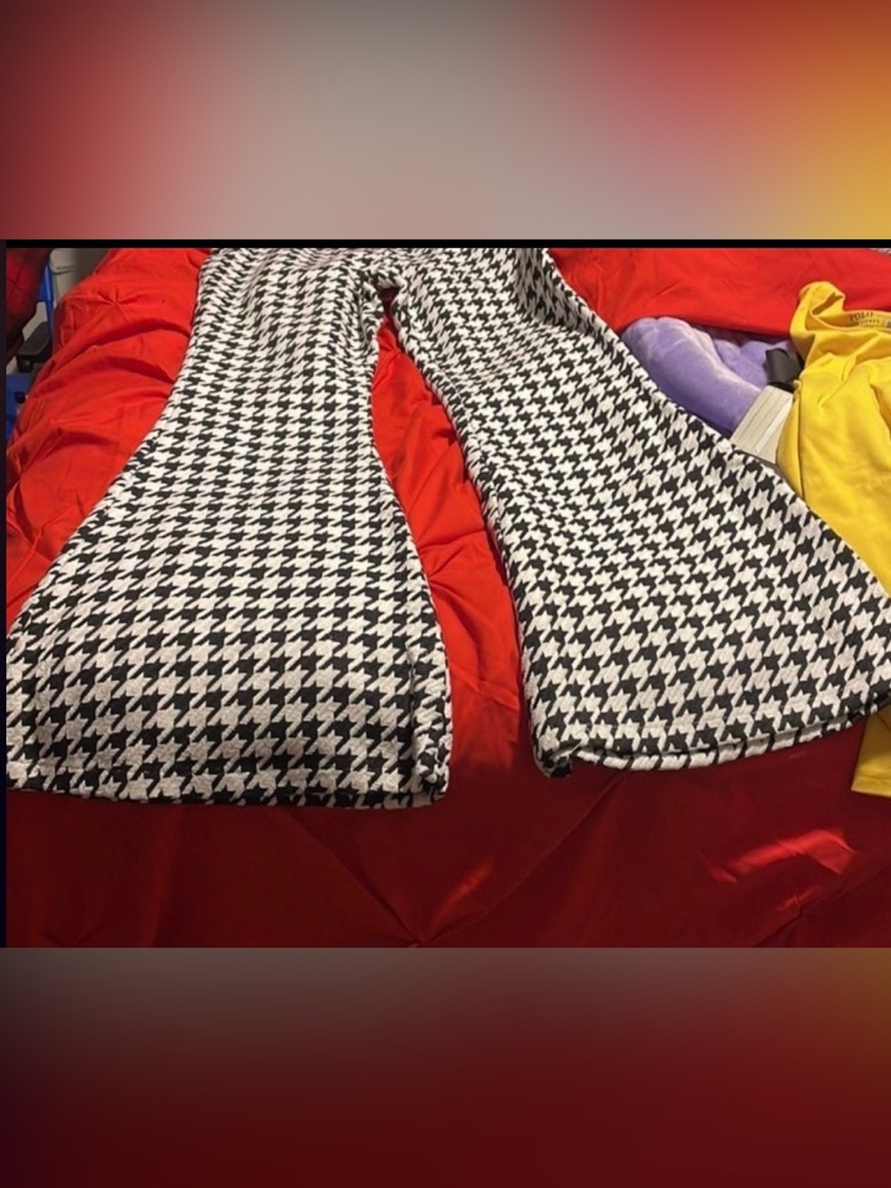 Fashion Nova Black and White Houndstooth Ultra Flare Pants L